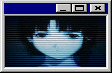 desaturated blue lain stamp