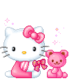hello kitty with a teddy bear